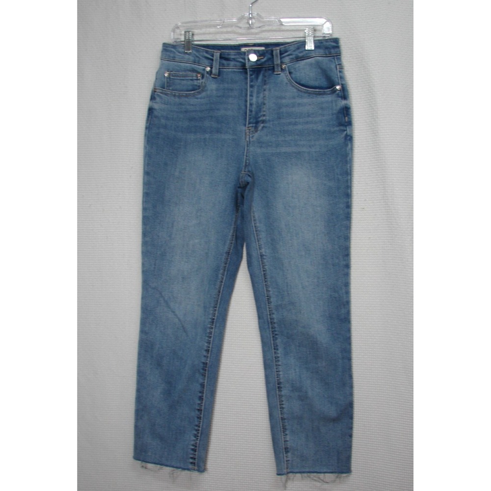 OAT New York  Blue Jeans Size 8/29 Straight Leg Raw Hem High Rise Med Wash Denim